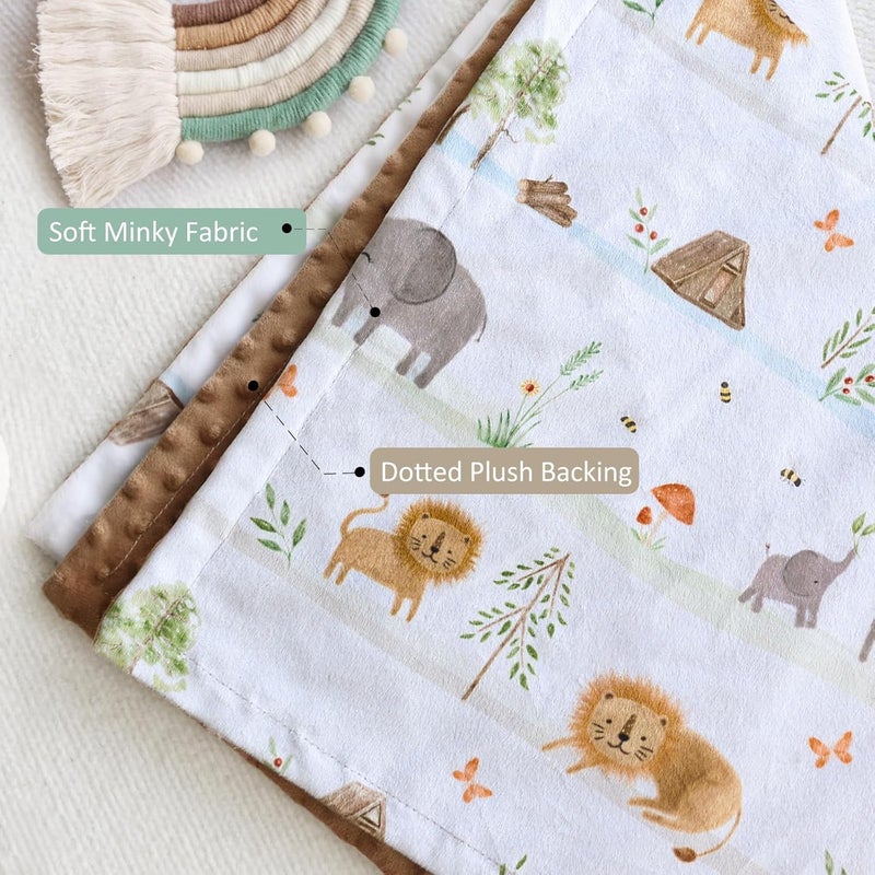 BORITAR Baby Blanket for Boys Girls, Soft Plush Minky Fabric with Double Layer Dotted Backing, Lovely Woodland Animal Pattern for Infant Toddler Newborn, 30 x 40 Inch - Image 4